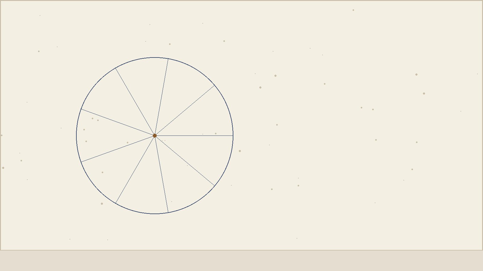 Représentation graphique en éventail des neuf chiffres de base de la numérologie, disposés autour d'un repère circulaire